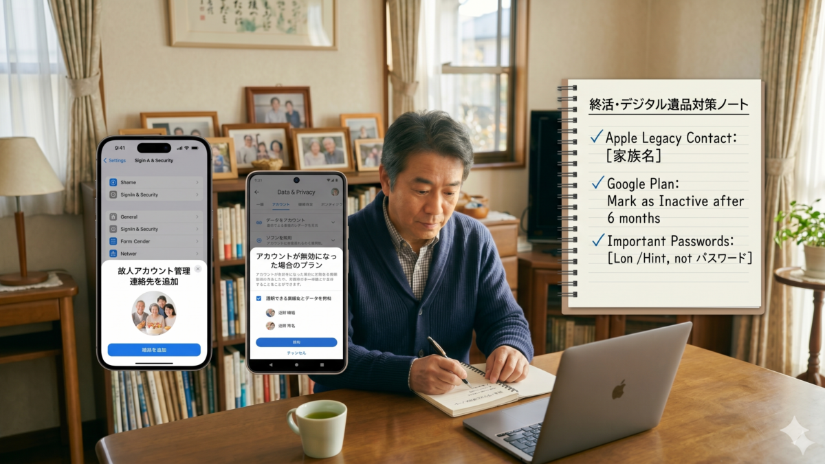 Apple・Googleの故人アカウント機能で家族にデータを残す方法