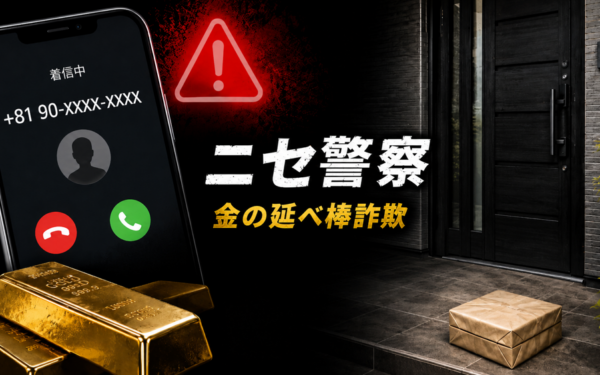【警察庁発表】金の延べ棒詐欺の手口と見分け方｜ニセ警察に「金を玄関前に置いて」と言われたら