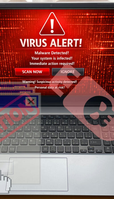 パソコン画面の「ウイルス感染」警告と電話番号、出たら要注意！サポート詐欺の見分け方と対処法